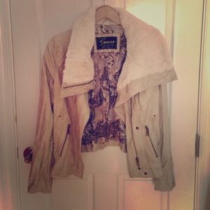 Guess faux-leather dark beige jacket