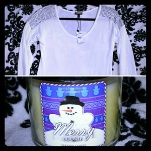 White long sleeve over sized shirt  & merry cookie