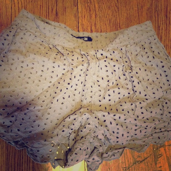 Gray Laser Cut Shorts