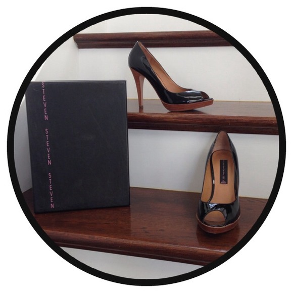 Steven black patent leather shoes