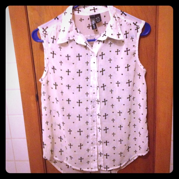 White and black cross tank - Picture 1 of 3