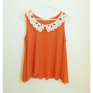 59 Seconds orange top with white collars