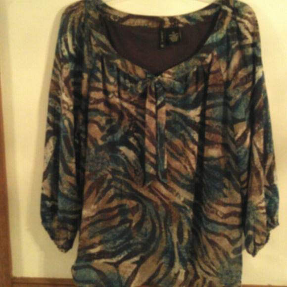 (RESERVED) Brown/ beige/ blue-green Top