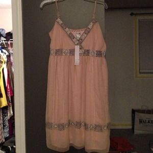 Rose colored 100% polyester boho chic dress