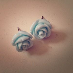 Teal rose errings!