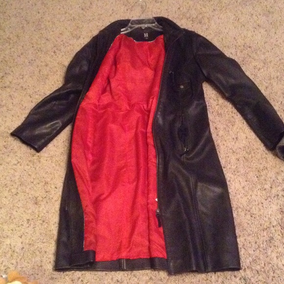 Tommy Hilfiger full length leather jacket black