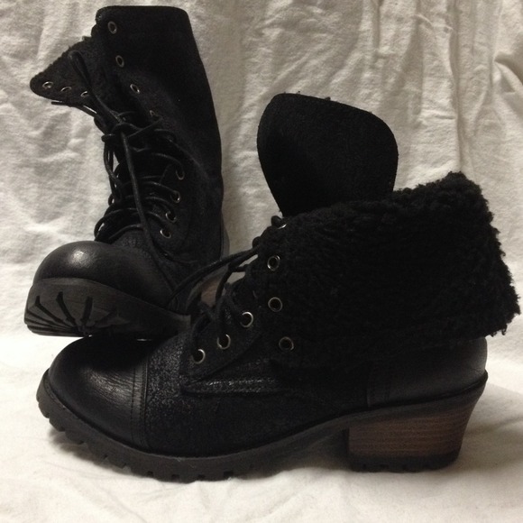 Black combat boots