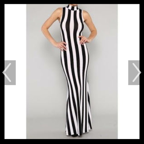 Striped turtleneck maxi dress