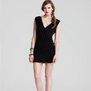 Elegant criss cross draping cocktail dress