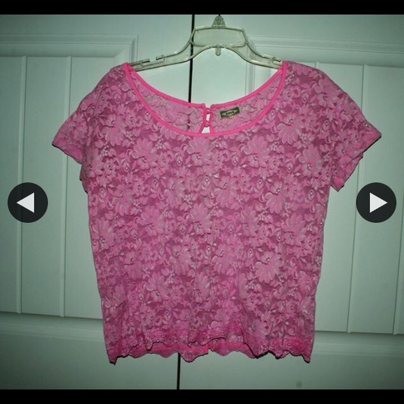 Oversized Pink Lace Top