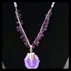 Amethyst drusy SS necklace