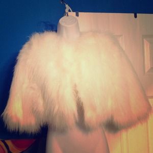 White Furry Cape Jacket