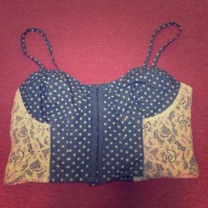 F21 Denim Blue/White Bustier Top