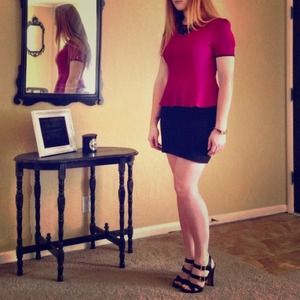Magenta Peplum Top