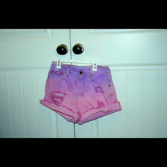 Purple Pink Ombré High Waisted Shorts