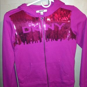 Kids DKNY sequined fresh hooded jacket