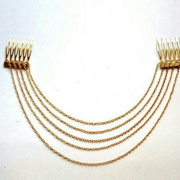 One Piece Boho punk hair cuff pin Gold Last One - Picture 2 of 2