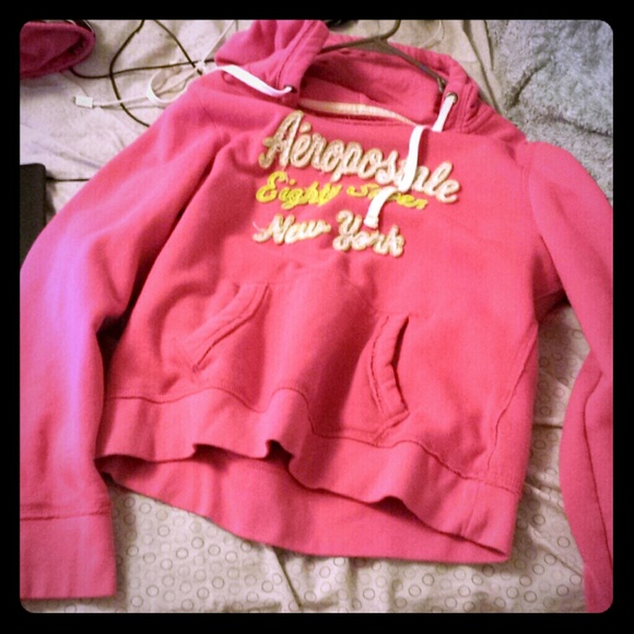 Pink & Lime Green Aeropostale Pull Over Hoodie
