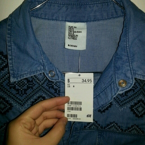 tribal print denim button up - Picture 2 of 2