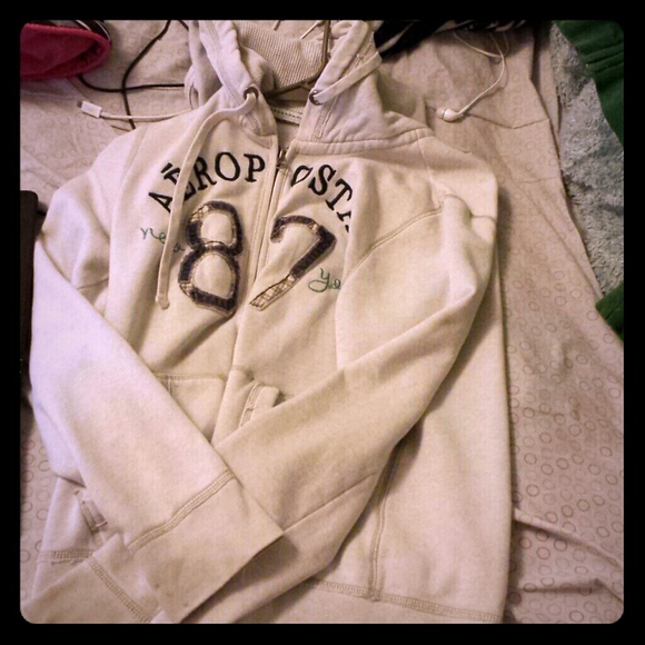 Creme Zip Up Aeropostale Hoodie
