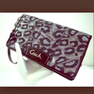 Authentic coach ocelot wristlet