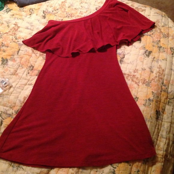Red one shoulder dress
