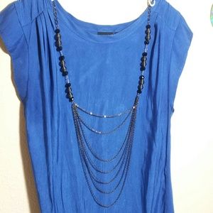 black crystal wire long necklace