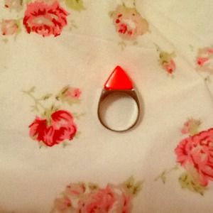 Coral Block Color Chunky Ring