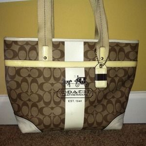 Authentic Brown & Cream Coach Tote