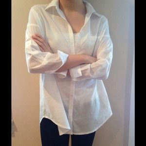 Oversized white button up