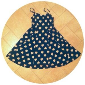 Blue dress with white hearts