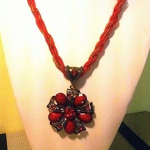 red bead necklace