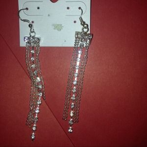 NWT Catwalk rhinestone detail long length earrings