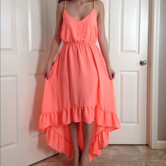 ❌SOLD❌NWT Neon Coral High Low Dress