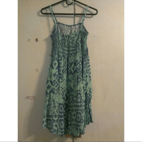 Sky Blue Sundress w/ Darker Blue Tribal Print - Picture 2 of 2