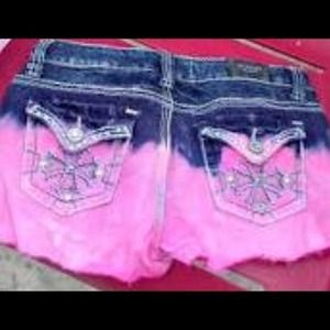 Ombré pink denim shorts