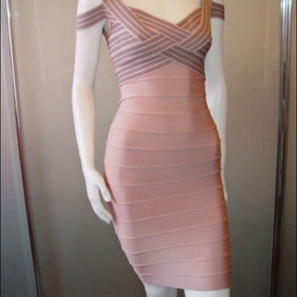 Hot Miami Styles Nude Beige Bandage Dress - Picture 2 of 4