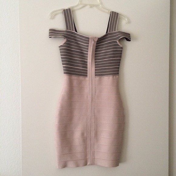 Hot Miami Styles Nude Beige Bandage Dress - Picture 3 of 4