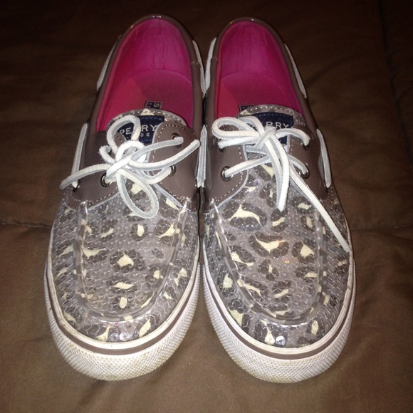 Clear sequined tan cheetah print