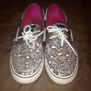 Clear sequined tan cheetah print