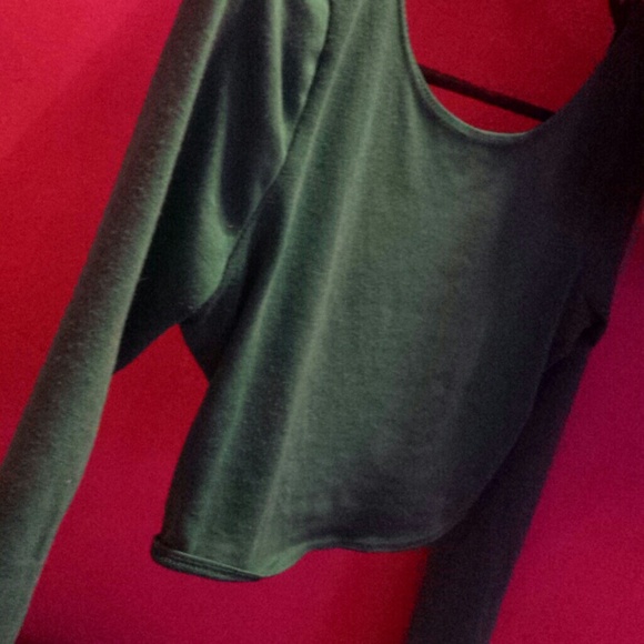 Turquoise Crop Long-Sleeved Top - Picture 3 of 4