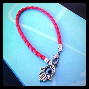 Red cord braid hamsa/hand of Fatima bracelet