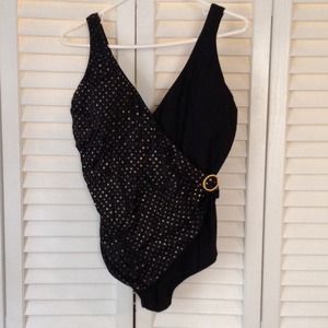 Black and Gold one piece swim suit size 20.