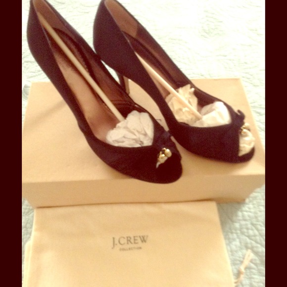 New Black satin Jcrew high heel shoes