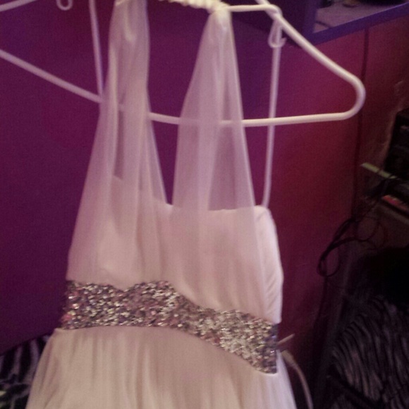 White Halter Formal Dress - Picture 2 of 4