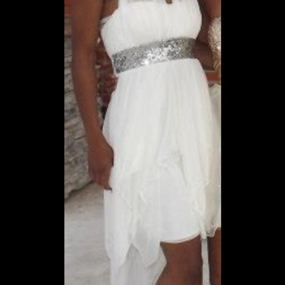 White Halter Formal Dress - Picture 3 of 4