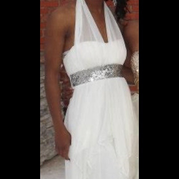White Halter Formal Dress - Picture 4 of 4