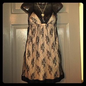 Nude and black lace dress
