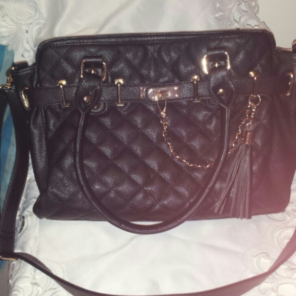 Black quilted tote