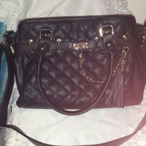 Black quilted tote